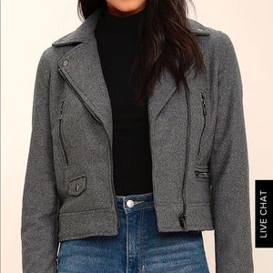 GREY MOTO JACKET with zippers